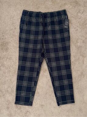 Original Use Navy Blue Plaid Cotton Joggers Sz. Large